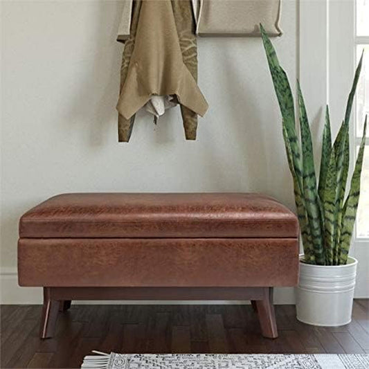 Mid Century Modern Coffee Table with Storage Ottoman-0