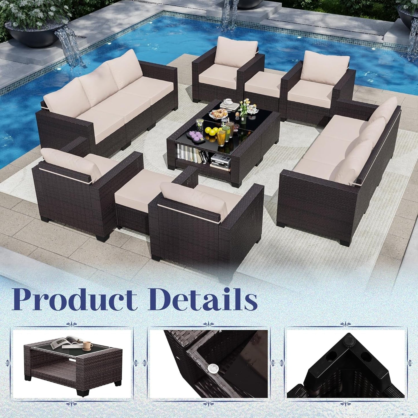 Patio Furniture Set 7 Pieces Outdoor Sectional Sofa-4