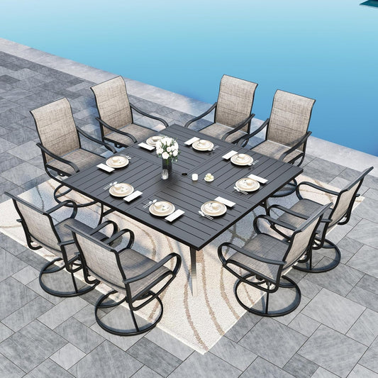 Patio Furniture Set Large Square Dining Table for 8-0